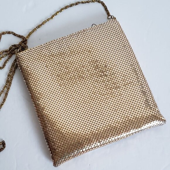 VINTAGE 70s Disco Gold Metal Mesh Bag Chain Crossbody Animal Print Retro Groovy - Picture 6 of 13